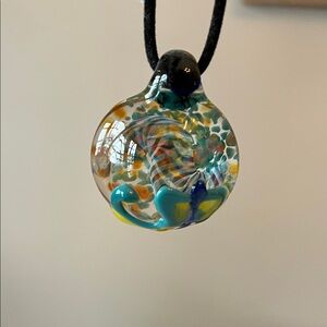 Artisan Glass Swirl Pendant Necklace
